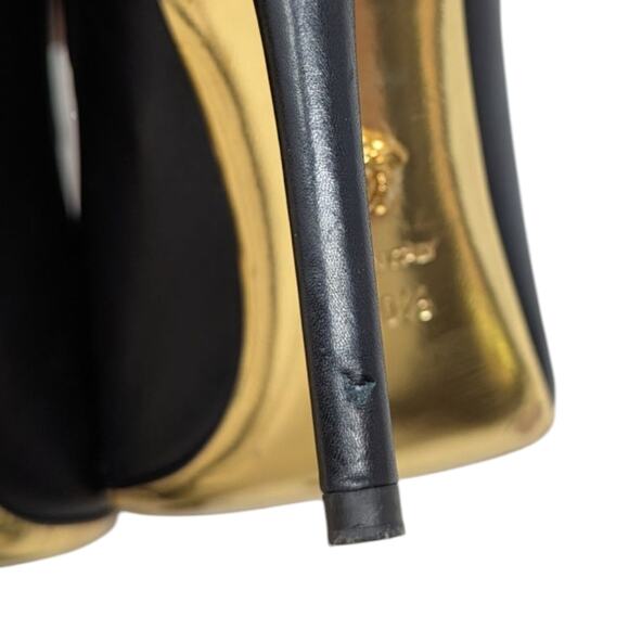 Versace Rare 2013 Western Cowboy Boots Black Leather Gold Studded Heels 40.5 - Picture 7 of 13